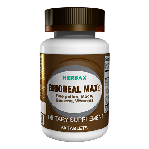 BRIOREAL MAX 8 - Energy Dietary Supplement (lncludes B Vitamins, Green Tea, Ginseng and Maca), 60 Tablets